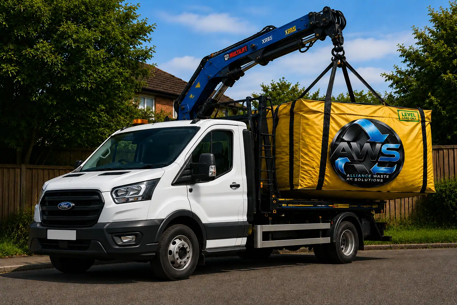 Alliance Waste Solutions truck collecting skip bag
